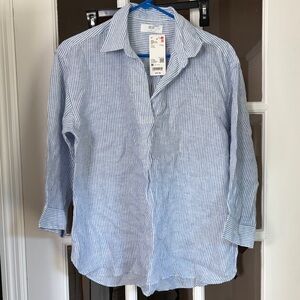 Uniqlo 100% linen striped shirt. NWT